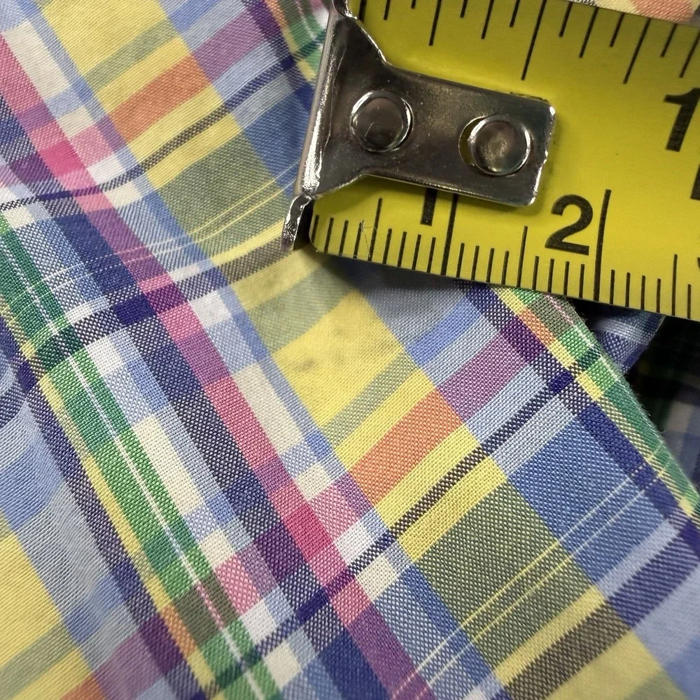 Polo Ralph Lauren Shirt Mens Medium Plaid Button Down Blue Yellow Cotton Classic